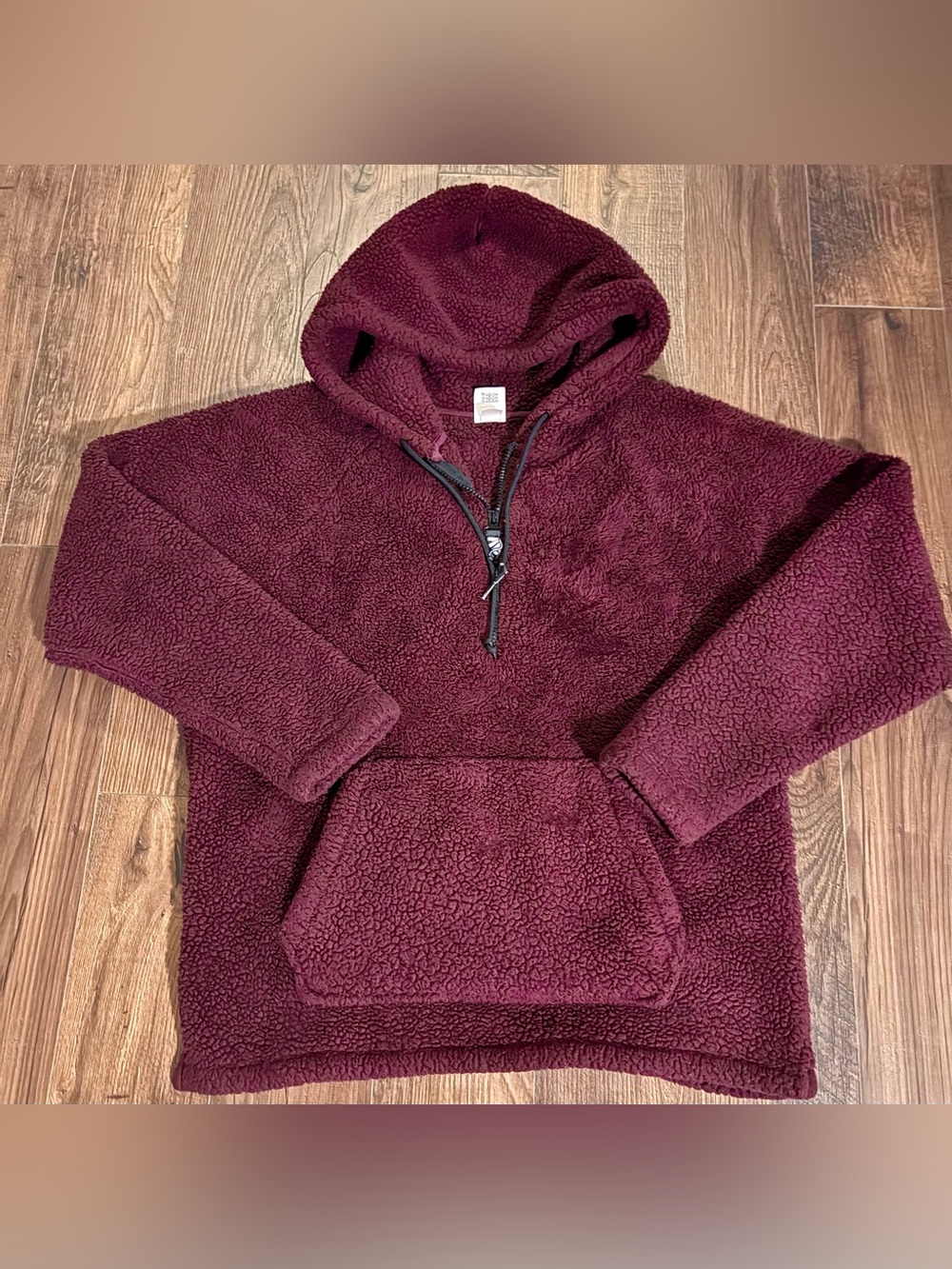 PINK Victoria's Secret Men's Zip Sherpa Hoodie in Burgundy